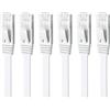 Yauhody Cavo Ethernet Cat 6 1m 6pezzi, RJ45 Cavo di Rete Piatto 1000Mbit/s Cavo Lan Alta Velocità Internet per Modem, Switch, Router, TV, PC, PS5, X-box (Bianco)