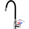 STANEW Rubinetto da cucina con tubo flessibile in silicone deformabile, girevole a 360°, in acciaio inox, miscelatore monocomando, in ottone cromato