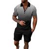 Generico Uomo 2 pezzi Outfit Camicia con catena d'oro e pantaloncini da Pescatore Tuta per il tempo libero Set da spiaggia per le vacanze estive Completo Running Uomo Tuta Cotone Uomo Estiva