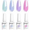Vishine Set di 4 smalti in gel per unghie, color crema pastello, primavera estate, blu lavanda, lilla, viola, per nail art e manicure fai da te, 8 ml, C030
