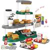deAO Registratore di Cassa Bambini con Suono, Burger, Patatine e Pollo Arrosto Realistici, Denaro da Gioco, Macchina per Il Caffè , Gioco del Negozio di Fast Food, Set da Cucina Giocattolo (Verde)