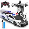 Mieryd Macchina Telecomandata, 2 in 1 Macchina Radiocomandata Robot Giochi Bambini 3 4 5 6 7 8 9 10 anni, 2.4Ghz Trasformabile 360° Rotazione Polizia RC Auto Giocattolo All'aperto Regalo per Ragazzi Ragazze