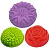 Senhai 3 pezzi stampi in silicone, per prodotti da forno a forma di fiore, girasole grande rotondo, crisantemo e rosa, teglie antiaderenti, ideali per feste di compleanno e fai