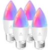 ANTELA Lampadine LED Alexa Inteligente WiFi E27 C37, 4,9W 470LM Dimmerabile RGB & 2700K-6500K Bianco Freddo Caldo, Compatibile con Alexa/Google Home, 4Pezzi