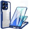 Beajew Custodia per Xiaomi Redmi Note 13 4G con Protezione per lo Schermo Integrata, Retro Trasparente,Custodia Antiurto 360 Gradi,Rugged PC + TPU Sottile Bumper Silicone Case-Blu