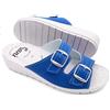 Sani' Ciabatte Donna con Doppia Fascia Pantofole Sanitarie Sandali Fibbia Regolabile in Vera Pelle Punta Aperta (Azzurro, Sistema Taglie Calzature EU, Adulto, Donna, Numero, Media, 37)