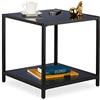 Relaxdays Tavolino da Divano, Quadrato, Vetro, Acciaio e MDF, 50x50x50 cm, Tavolo Basso da Salotto, Design Moderno, Nero