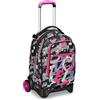 Seven Trolley Scuola Jack 2 Ruote, Nero Fucsia, Draft Heart, 3 in 1, Triplo Uso, Zaino Con Carrello Sganciabile, Tasca Porta Borraccia e Crossover System, Zaino Scuola Viaggio, Bambina Ragazza