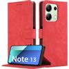 Nevecover Cover per Xiaomi Redmi Note 13 4G, Premium Pelle PU Flip Libro Protezione Completa Slot per Scheda Funzione di Supporto Custodia per Xiaomi Redmi Note 13 4G (6.67) - Rosso