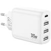 CREAPICO Caricatore 4 Porte (1x USB-C e 3x USB-A), Alimentatore 35W (20W Veloce + 15W) con PD/QC/PPS, Presa/Caricabatterie Rapido Compatibile con Cellulari (es. iPhone, Samsung, Google), Tablet, ecc.