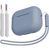 KOKOKA Custodia Case Compatibile con AirPods Pro 2/1 2023/2022/2019 con Kit di Pulizia e Cordino in Silicone, Case Cover Protettiva Premium in Silicone per AirPods Pro 2a/1a Generazione, Gray Blue