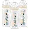 DODIE Set di 3 biberon in tetine multiforato, anticolica, 330 ml, colore: blu