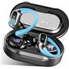 Rolosar Cuffie Bluetooth Sport, Auricolari Bluetooth 5.3 HiFi Stereo, 50 Ore Cuffie Wireless con ENC Riduzione del Rumore Mic, IP7 Impermeabili, Cuffiette Bluetooth Senza fili con Display LED, Azzurro