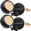 Anglicolor 2PC CC Cream,Fondotinta coprente professionale waterproof a lunga tenuta,Fondotinta compatto Opaco Oil Control,Con Spugna con testa a fungo rotonda per il trucco (#02 Natrual Nude, 200g)