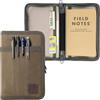 diodrio Field Notes - Copertina per taccuino tascabile da 3,3 x 5,5 cm, con portapenne, copertura impermeabile con cerniera per diario da 9,9 x 14,9 cm, tela cerata, verde oliva.