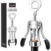 VINAK - Cavatappi classico ad ali | Apribottiglie di birra facile da usare | Design ergonomico e robusto realizzato in acciaio cromato | Manopole in gomma e spirale tornite