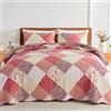 Qucover Copriletto Matrimoniale Arancione, Patchwork Trapuntato Leggero 100% Microfibra 230x250cm