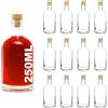 casavetro Nocturne-HGK - 12 bottiglie di vetro da 250 ml, per grappa, succhi, vino, liquore, 12 pezzi