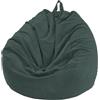 FANSU Copertura per Poltrona Sacco Puff Poltrona Senza Riempimento, Poltrona a Sacco Pigro Poltrona, Velluto a Coste Pouf Poltrona per Adulti e Bambini (85x110cm,Verde Scuro)