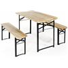 VERDELOOK - SET BIRRERIA 2 PANCHE E TAVOLO 70X220 CM. IN LEGNO/FERRO