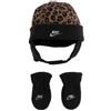 NIKE LEOPARD PRINT BEANIE AND MITTENS SET NERO/LEOPARDATO