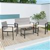 BIGZZIA Set salotto da esterno in Rattan - Mobili da giardino - Set tavolo e sedie da giardino 4 Sedili con Tavolino da Caffè - Grigio