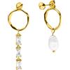 PURELEI® - Orecchini Elua, impermeabili, 3 cm e 4,7 cm di lunghezza, colore oro, argento e oro rosa, Argento sterling