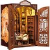 Cutefun Book Nook - DIY Case delle bambole Kit, Reggilibri Scaffale Inserto Decorazione con Luce LED,Kit di Costruzione di Modellini in Legno per Casa delle Bambole diy(Bookshop Memories)