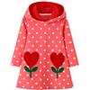 FILOWA Bambina Felpe con Cappuccio Vestito Ragazza Abito A Pois Rosso Fiori Lungo Cotone Casual Manica Lunga Autunno Inverno Pullover Felpe con Cappuccio 6-7 Anni