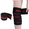Agatige Fascia elastica a compressione per ginocchio da 1 pezzo, cinturino regolabile ad alta elasticità per polso, ginocchio, gambe, fascite plantare, legamenti stabilizzanti, dolori articolari(Nero+Rosso)