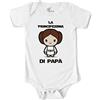 MyFirstwo Body Neonato Papà Divertente a Manica Corta - Principessina di Papà - Tutina Bimba 100% Cotone Morbido e Traspirante - Simpatica Idea Regalo Festa del Papà e Baby Shower 6-12 mesi