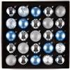 HEITMANN DECO Set di 25 palline per albero di Natale, decorazioni natalizie, blu, argento, da appendere, assortimento di sfere di plastica, 34,3 x 34,3 x 6 cm