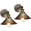 iDEGU 2 Pezzi Lampade da Parete Industriale Vintage Applique da Parete Retrò in Stile Edison in Metallo E27 Regolabile Plafoniere Applique Interno per Cucina Camera da Letto, 22cm (2x Bronzo)