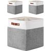 MANGATA Cestini portaoggetti, 3 Scatola Portaoggetti in Tela 33 x 38 x 33 cm per scaffali, armadi, armadi Kallax (Grigio/Bianco, 33 * 38-3pcs)
