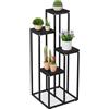 Relaxdays Scaffale Portavasi, 4 Ripiani Quadrati, Mobile Portafiori in Metallo, 100x40x40 cm, Tavolino per Vasi, Nero