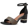 MARCO TOZZI Sandali Donna con Tacco Chiusi Dietro in Pelle, Nero (Black Comb), 41 EU