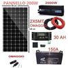 Kit Fotovoltaico 2 KW Pwm Inverter 2000W Pannello 200W Regolatore Batteria 150AH