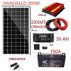 Kit Fotovoltaico 2 KW Pwm Inverter 2000W Pannello 200W Regolatore Batteria 150AH