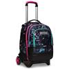 Seven S.p.a. Seven Trolley Scuola Sganciabile 2 Ruote Detach, Viola, FLUO STRING GIRL, 3 in 1, Triplo Uso, Zaino con Carrello Sgannciabile, Zainetto Rimovibile, Maxi Capienza, Trolley e Zaini, Scuola