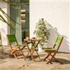 DEGHI Set bistrot pieghevole tavolo rotondo 60 cm e 2 sedie in legno di acacia e corda verde - Yadira