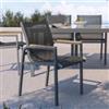 DEGHI Set 6 sedie da giardino con braccioli effetto legno in acciaio grigio - Tamika