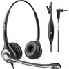 Wantek Cuffie 2,5 mm Dual con Microfono a Cancellazione del Rumore e Controllo del Volume, Auricolare Call Center per Gigaset Panasonic Telefono Fisso Cordless DECT(F602J25)