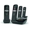 Gigaset telefono cordless quattro dect nero con segreteria telefonica as690aquattro