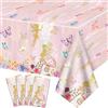 XJLANTTE 4 pezzi tovaglie fata - Copri tavola per festa di compleanno delle fate, Colorato rettangolare primavera floreale per la principessa fiore fata partito forniture, 130 x 220 cm