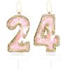 mciskin Candele a forma di farfalla numero 24, candele per 24° compleanno in oro rosa per torta, decorazioni per torta per 24° compleanno per ragazze, decorazione per torta con farfalla 24, decorazioni per