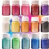 DEWEL Polvere di Mica, 15 colori, pigmenti in polvere, colori per resina epossidica per Fare Resina,Sapone,Bombe da Bagno,Epossidica,Candela,Trucco,Artigianato