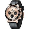 TYBERLEY Pagani Design Orologio al Quarzo Classico Uomo Movimento Giappone VK63 Lunetta in Ceramica Acciaio Inox Impermeabile Business Sport Cronografo Data, Oro-nero-PD1664-pelle