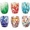 H&h set 6 bicchieri veneziano in vetro decorato multicolore cl 5