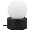 RL LIVE YOUR LIGHT Reality, Lampada tavolo, Countess 1xE14, max.25,0 W Vetro, Bianco, Finitura: Metallo, nero opaco Ø:12,0cm, A:17,0cm ON/OFF Touch,IP20,Senza illuminante