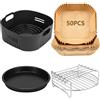 Goodpejine 4PCS 22CM Accessori Friggitrice ad Aria - per Moulinex 6,5L, Princess 6,5L, COSORI 5,5L, Philips Airfryer Serie 2000 6,2 L(NA230/00), Vassoio Pizza, Griglia, Teglia Silicone, Carta da Forno, Senza BPA
